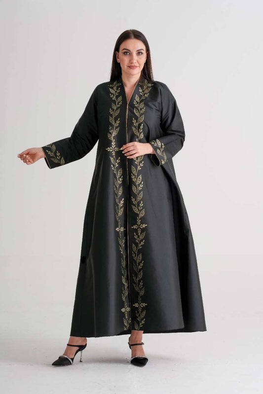 Embroidered Leaf Stitch Abaya