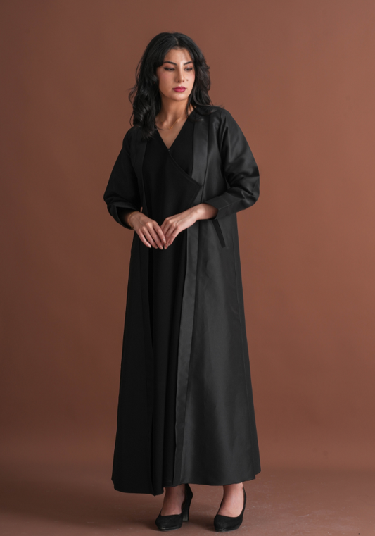 Bridal Satin Kuriani Abaya with Pocket Cutting