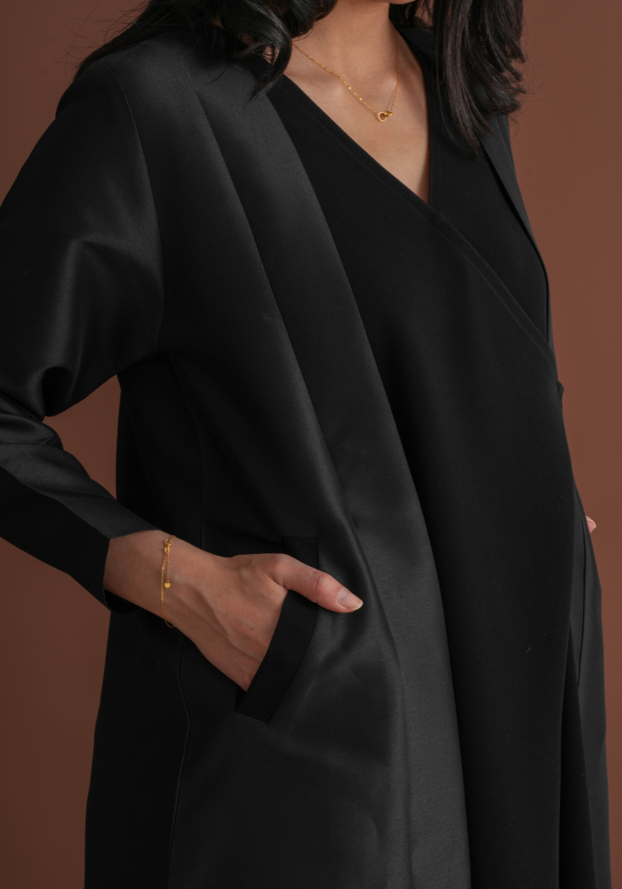 Bridal Satin Kuriani Abaya with Pocket Cutting