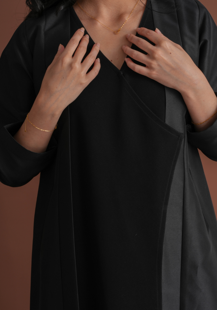 Bridal Satin Kuriani Abaya with Pocket Cutting