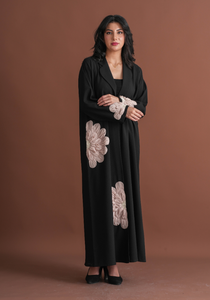 Soft Pua & Chiffon Abaya with Handwork