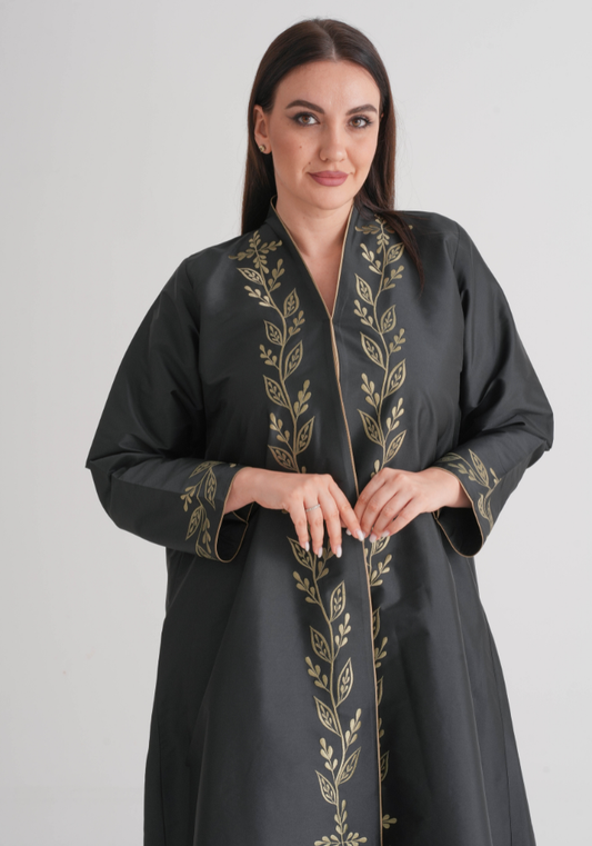 Embroidered Leaf Stitch Abaya
