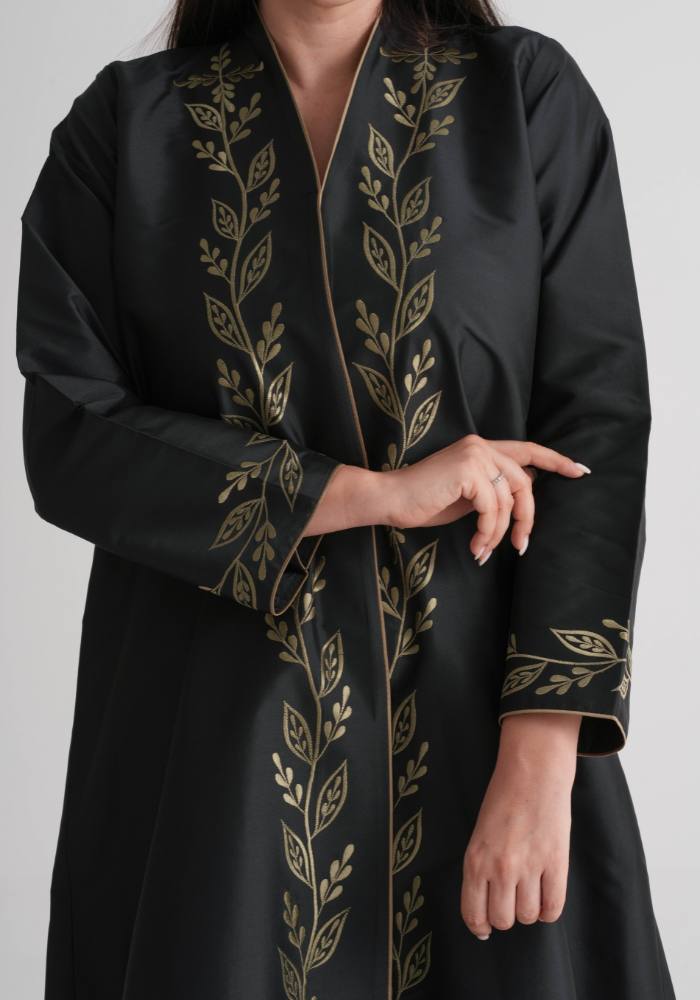 Embroidered Leaf Stitch Abaya