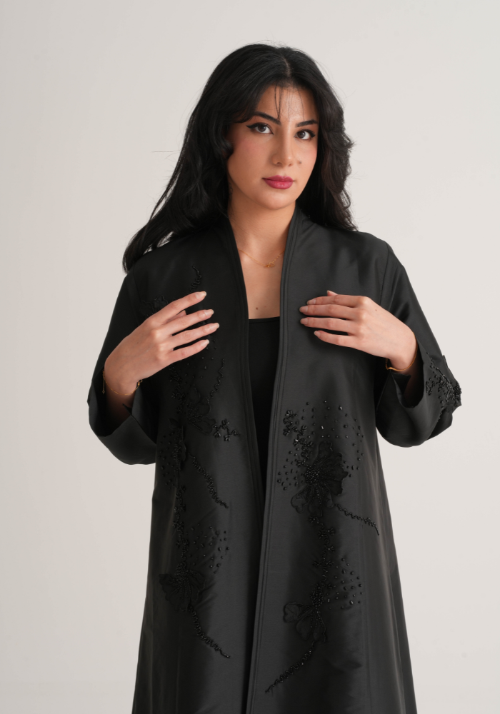 Embroidered Leaf Stitch Korean Victoria Abaya