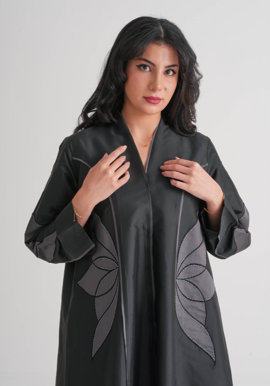Korean Thopta Abaya with Laser-Cut Handwork